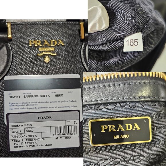 Authentic Prada Borsa a Mano Saffiano Black Tote - Picture 4 of 17